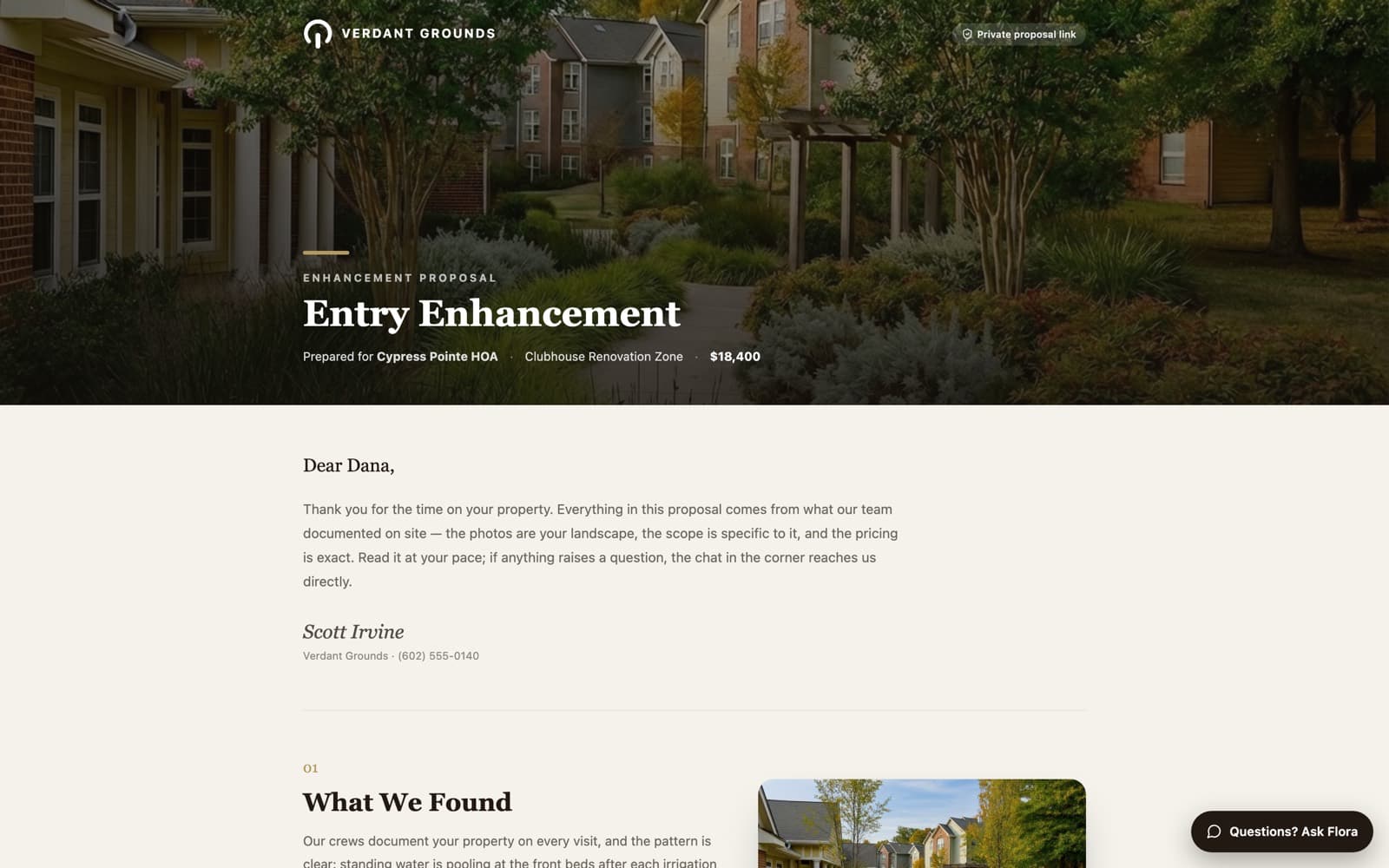 A branded landscape enhancement proposal drafted by Bigzy